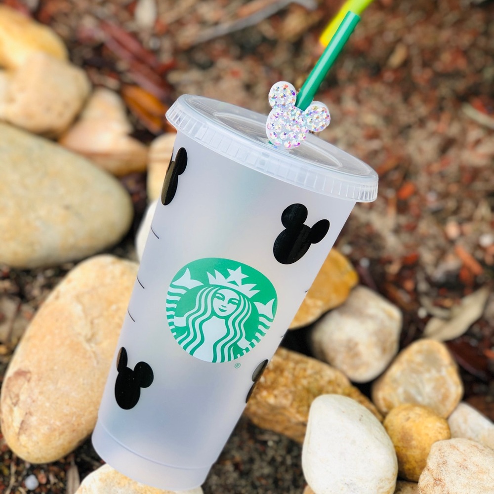 Disney Starbucks Venti cold cup with straw topper
